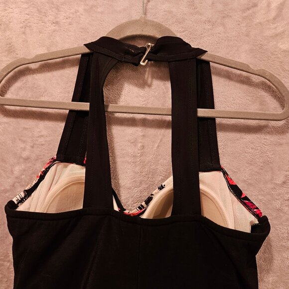 Croft & Barrow One Piece Swimsuit Womens 16 Floral Skirted gather Bright Pool - Picture 6 of 16